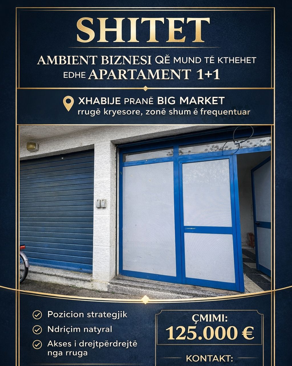 SHITET AMBIENT BIZNESI / APARTAMENT 1+1 në shitje - Pazari Shqiptar
