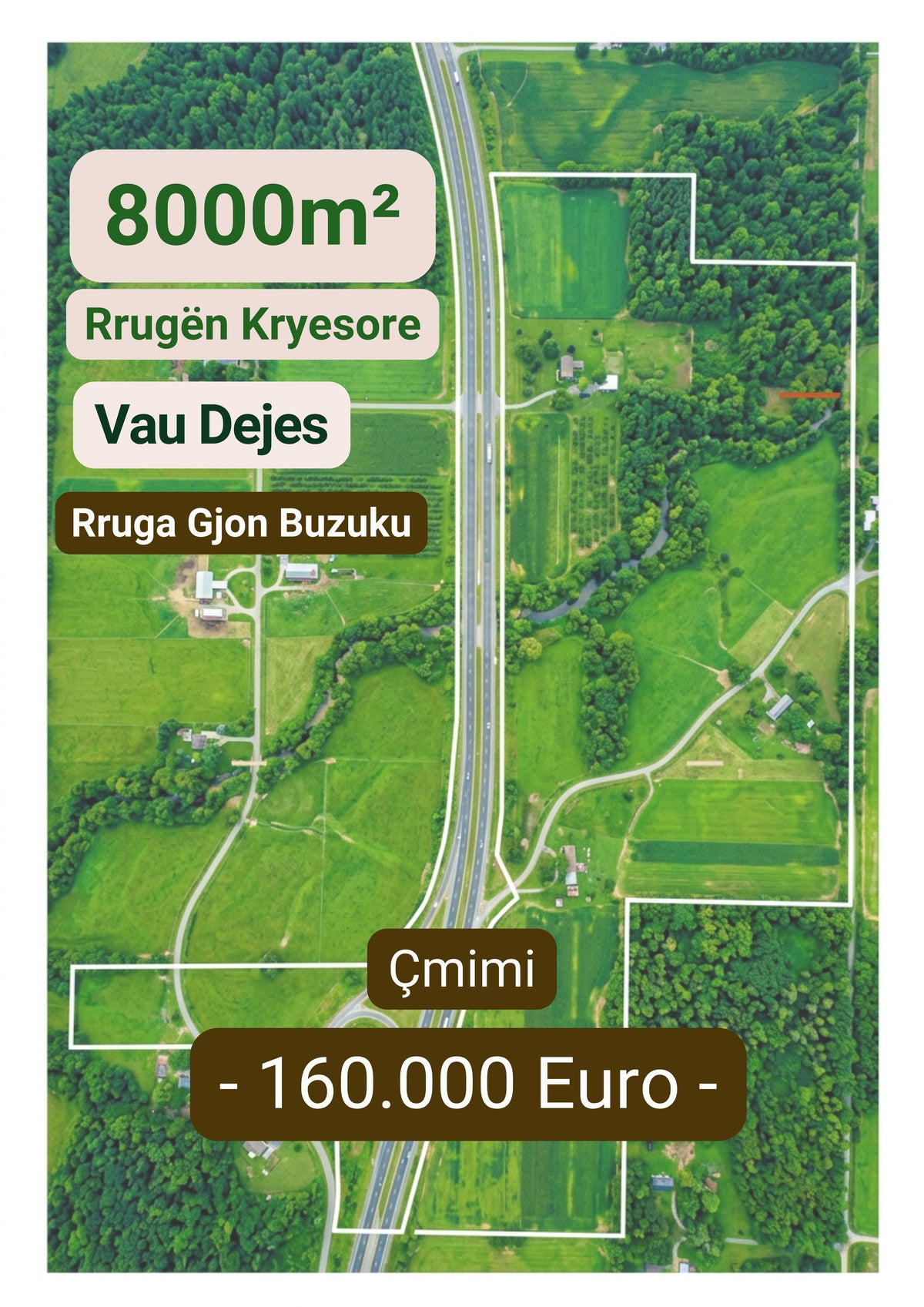 Toke per shitje 8000m² Rruge Kryesore Vau Dejës në shitje - Pazari Shqiptar